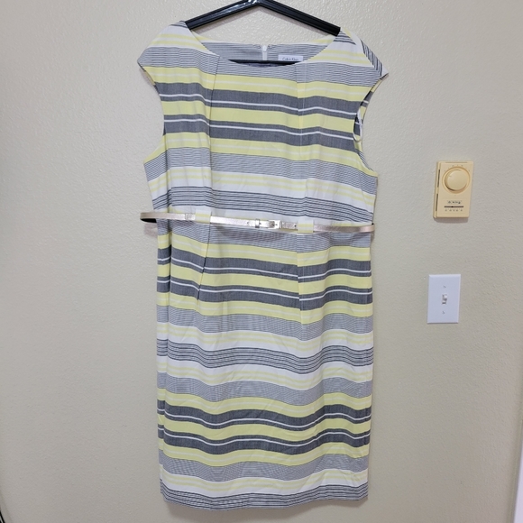 Calvin Klein Belted Striped Women's Sheath Dress 18w - Picture 2 of 10